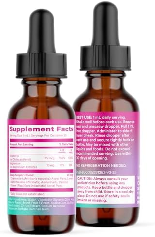 Baby Sleep Drops, Naturally Support Sleep Without Melatonin for Infants, Toddlers, and Kids, Chamomile and Magnesium, Baby Essentials for Bedtime, 1 oz, 30 Servings