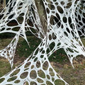 1200 Sqft （After Streched with Holes） Uncut Giant Spider Web Halloween Decorations Outdoor with 10 Ground Nails Stretchy Beef Cloth Netting Cut-Your-Own Flexible Elastic for Yard Party Decor