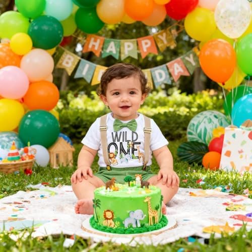 Baby Boy Funny First Birthday Clothes Infant Boy Bow Tie Romper Bodysuit Cake Smash Outfits