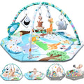 Baby Gym Play Mat, 8-in-1 Tummy Time Mat & Ball Pit with 6 Toys, Washable Baby Activity Play Mat for Visual, Hearing, Sensory, Motor Development, Baby Toys Gift for Toddler Infant 0-3-6-9-12 Months