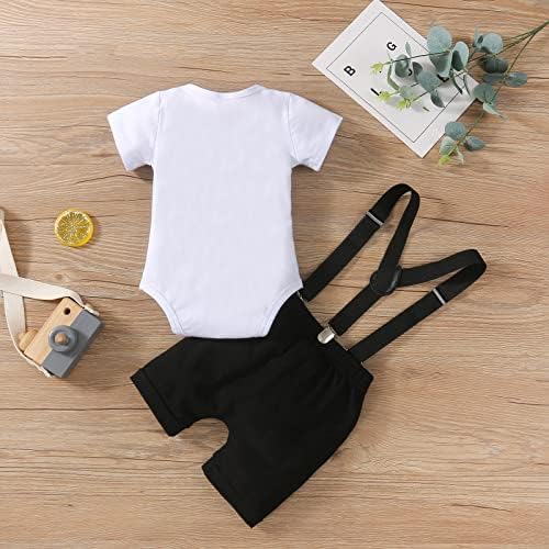 Baby Boy Funny First Birthday Clothes Infant Clothes Bow Tie Dinosaur Themed Romper Pants Set Suspenders