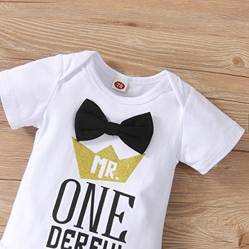Baby Boy Funny First Birthday Clothes Infant Clothes Bow Tie Dinosaur Themed Romper Pants Set Suspenders