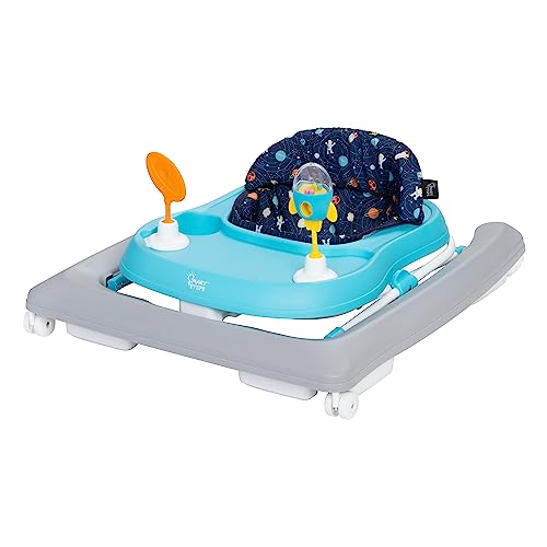 Trend Activity Walker and Entertainer with Removeable Toys, Large Tray, Cup Holder, Adjustable Height and Flat Fold Frame for Storage, Ages 6 Months +, Space Walk Navy