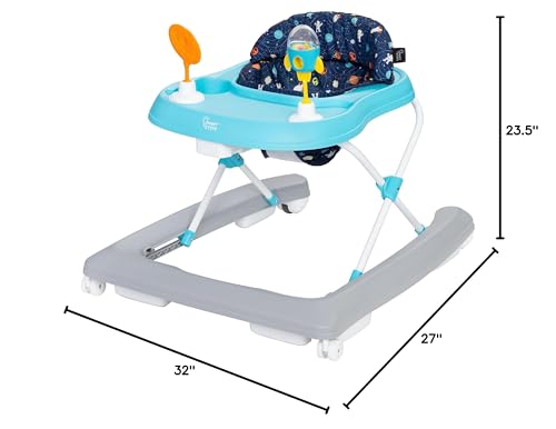 Trend Activity Walker and Entertainer with Removeable Toys, Large Tray, Cup Holder, Adjustable Height and Flat Fold Frame for Storage, Ages 6 Months +, Space Walk Navy