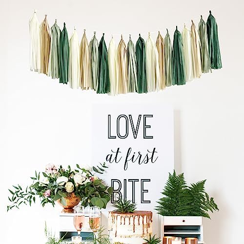 Sage Green Happy Birthday Party Decorations Retro Green Nude Ivory Dark Olive Kraft Paper Banner Balloons Neutral Rustic Boho Blush Safari Botanical Greenery Wild Décor Supplies Women Adults