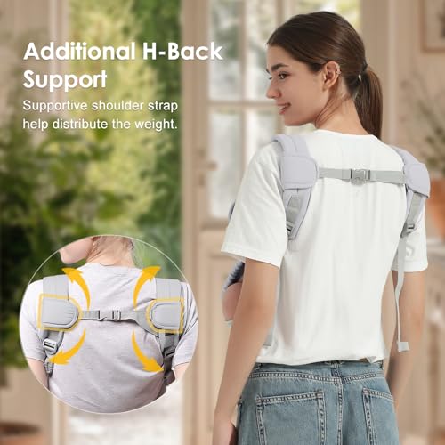 Baby Carrier Newborn to Toddler(8-30lbs), Toddler Carrier with Adjustable Shoulder Strap, Baby Holder Carrier with Breathable Mesh Fabric, Grey