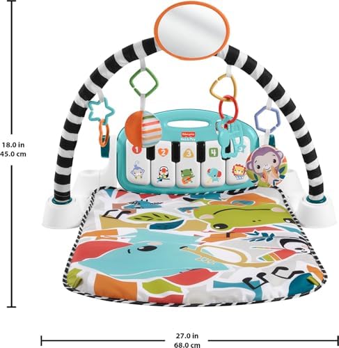 Baby Playmat Glow and Grow Kick & Play Piano Gym, Pink Musical Learning Toy with Developmental Activities for Newborns 0+ Months