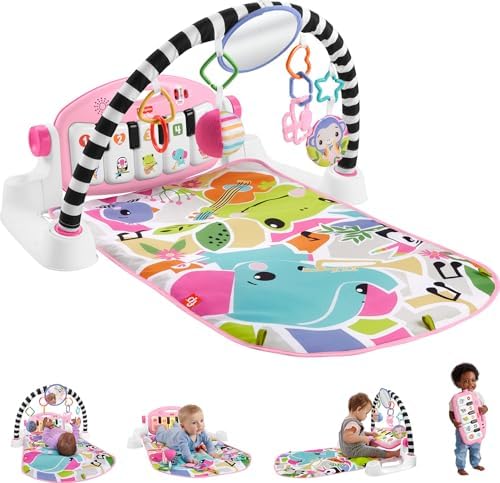 Baby Playmat Glow and Grow Kick & Play Piano Gym, Pink Musical Learning Toy with Developmental Activities for Newborns 0+ Months