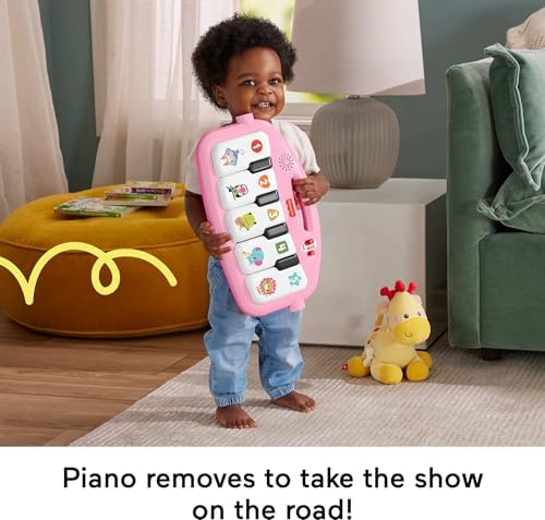Baby Playmat Glow and Grow Kick & Play Piano Gym, Pink Musical Learning Toy with Developmental Activities for Newborns 0+ Months