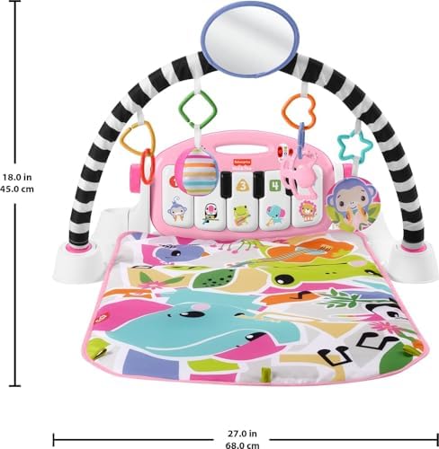 Baby Playmat Glow and Grow Kick & Play Piano Gym, Pink Musical Learning Toy with Developmental Activities for Newborns 0+ Months