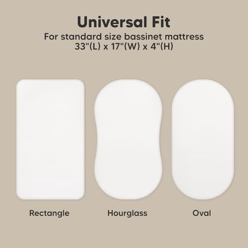 2-Pack Organic Baby Bassinet Sheets Boys, Girls - 100% Cotton Bassinet Mattress Sheets Compatible with Halo Bassinest Swivel Sleeper, Graco, Baby Delight, Universal Bassinet Fitted Sheets (Soft White)