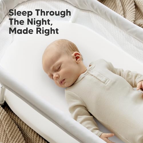 2-Pack Organic Baby Bassinet Sheets Boys, Girls - 100% Cotton Bassinet Mattress Sheets Compatible with Halo Bassinest Swivel Sleeper, Graco, Baby Delight, Universal Bassinet Fitted Sheets (Soft White)