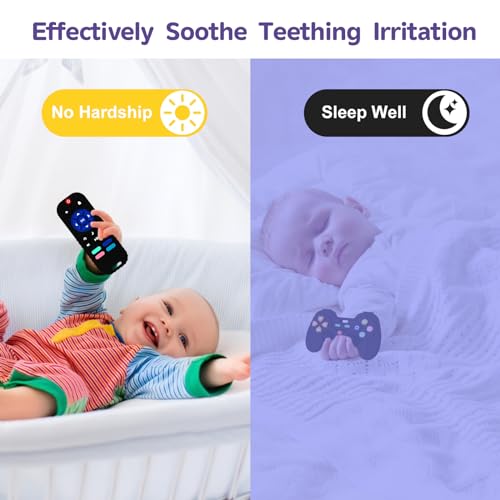 2 Pack Silicone Teething Toys for Babies 0-6 Months, Teethers for Babies 6-12 Months, Remote Teether for Baby, Sensory Toys for Babies, Baby Chew Toys KLW8808