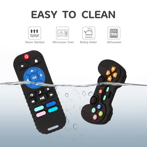 2 Pack Silicone Teething Toys for Babies 0-6 Months, Teethers for Babies 6-12 Months, Remote Teether for Baby, Sensory Toys for Babies, Baby Chew Toys KLW8808