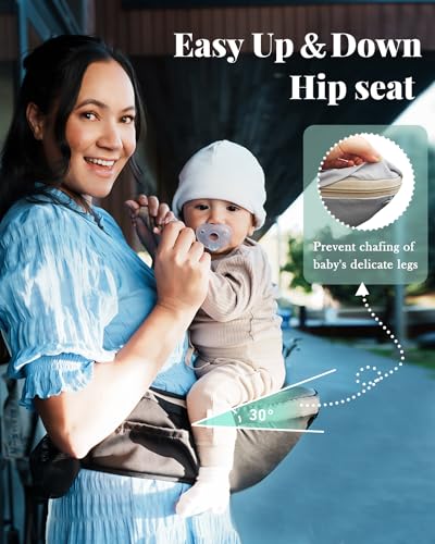 Baby Carrier, Safety-Certified 6-in-1 Baby Carrier Newborn to Toddler, Adjustable Detachable Infant Baby Hip Seat Carrier for 7-50lbs, All Seasons, Perfect for Shopping Travelling