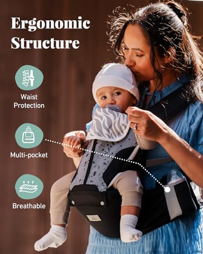 Baby Carrier, Safety-Certified 6-in-1 Baby Carrier Newborn to Toddler, Adjustable Detachable Infant Baby Hip Seat Carrier for 7-50lbs, All Seasons, Perfect for Shopping Travelling