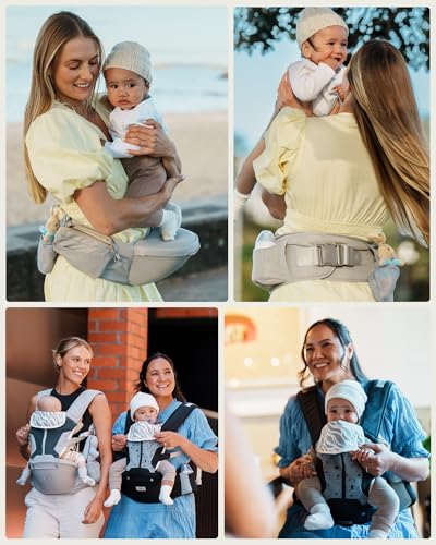 Baby Carrier, Safety-Certified 6-in-1 Baby Carrier Newborn to Toddler, Adjustable Detachable Infant Baby Hip Seat Carrier for 7-50lbs, All Seasons, Perfect for Shopping Travelling