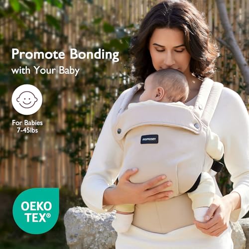 Baby Carrier - Ergonomic, Cozy and Lightweight Carrier for 7-45lbs, Effortless to Put On, Ideal for Hands-Free Parenting, Enhanced Lumbar Support, Purehug for Infant to Toddler, Khaki