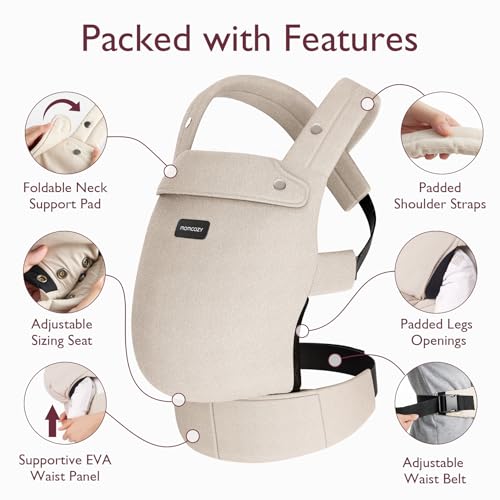 Baby Carrier - Ergonomic, Cozy and Lightweight Carrier for 7-45lbs, Effortless to Put On, Ideal for Hands-Free Parenting, Enhanced Lumbar Support, Purehug for Infant to Toddler, Khaki