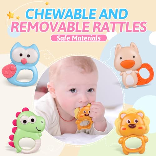 Crib Mobile with Music and Lights, Baby Mobiles for Cribs, Nursery Musical Mobile for Bassinets Toys Hanging Girls Boys, Pack and Play Space Portable Animal Mobile Hanger Arm Clip On Attachment