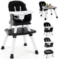 Baby High Chair, 8 in 1 Convertible Highchair for Babies & Toddlers | Booster Seat | Table and Chair Set | Building Block Table | Toddler Chair with Safety Harness, Removable Tray (Black)