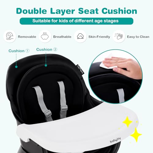 Baby High Chair, 8 in 1 Convertible Highchair for Babies & Toddlers | Booster Seat | Table and Chair Set | Building Block Table | Toddler Chair with Safety Harness, Removable Tray (Black)
