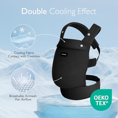 Baby Carrier - Ergonomic, Cozy and Lightweight Carrier for 7-45lbs, Effortless to Put On, Ideal for Hands-Free Parenting, Enhanced Lumbar Support, Purehug for Infant to Toddler, Air Mesh-Black