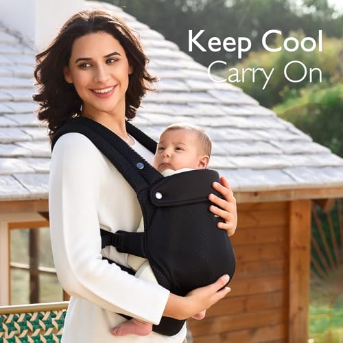Baby Carrier - Ergonomic, Cozy and Lightweight Carrier for 7-45lbs, Effortless to Put On, Ideal for Hands-Free Parenting, Enhanced Lumbar Support, Purehug for Infant to Toddler, Air Mesh-Black