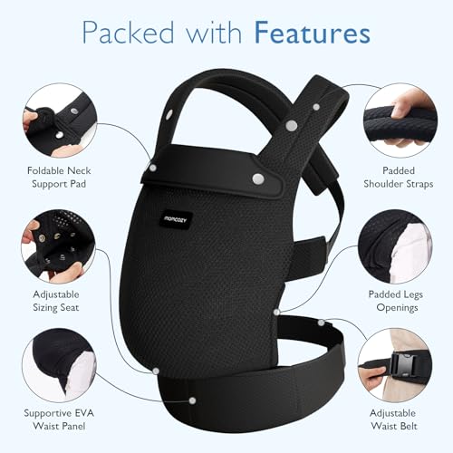 Baby Carrier - Ergonomic, Cozy and Lightweight Carrier for 7-45lbs, Effortless to Put On, Ideal for Hands-Free Parenting, Enhanced Lumbar Support, Purehug for Infant to Toddler, Air Mesh-Black