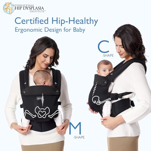 Baby Carrier - Ergonomic, Cozy and Lightweight Carrier for 7-45lbs, Effortless to Put On, Ideal for Hands-Free Parenting, Enhanced Lumbar Support, Purehug for Infant to Toddler, Air Mesh-Black