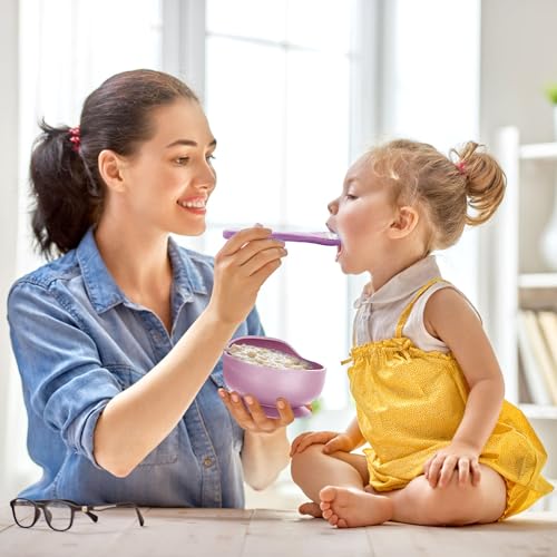 Baby Feeding Set,Miicasa Baby Led Weaning Supplies Kit With Suction Bowl & Car Plate, Bib, Spoon, Fork, Cup - Food-Grade Silicone, Dishwasher-Safe, No BPAs - For 3+ Months