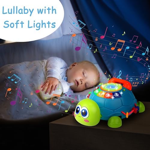 Baby Toys 6-12 Months, Musical Turtle Crawling Baby Toys for 12-18 Months, Tummy Time Toys with Light & Sound, Infant Toy 0-3 3-6 6-18M Birthday Gifts for 1 2 Year Old Boy Girl