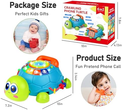 Baby Toys 6-12 Months, Musical Turtle Crawling Baby Toys for 12-18 Months, Tummy Time Toys with Light & Sound, Infant Toy 0-3 3-6 6-18M Birthday Gifts for 1 2 Year Old Boy Girl