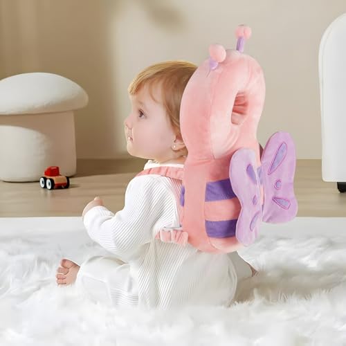 Baby Head Protection Backpack, Toddler Walking Head Protector, Adjustable Head Protector Pad Safety Cushion (Pink)
