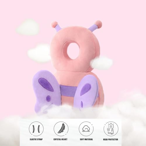 Baby Head Protection Backpack, Toddler Walking Head Protector, Adjustable Head Protector Pad Safety Cushion (Pink)