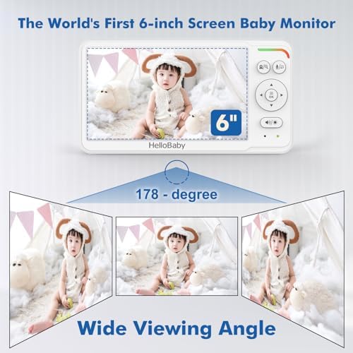 Baby Monitor 6" World First IPS Screen 30H Battery, Secure No WiFi, Pan Tilt Video Camera with Night Vision, VOX, 2-Way Talk, 1000ft, Portable Video Audio Monitor Ideal for Mom, Elderly, Pet