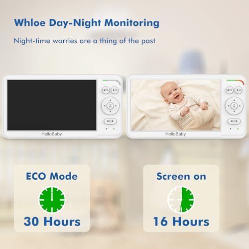 Baby Monitor 6" World First IPS Screen 30H Battery, Secure No WiFi, Pan Tilt Video Camera with Night Vision, VOX, 2-Way Talk, 1000ft, Portable Video Audio Monitor Ideal for Mom, Elderly, Pet