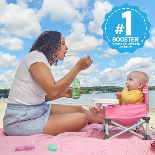 Pop 'N Sit Portable Booster, Indoor/Outdoor Use, Floor Seat with Feeding Tray, Pink, 6 Mos - 3 Yrs