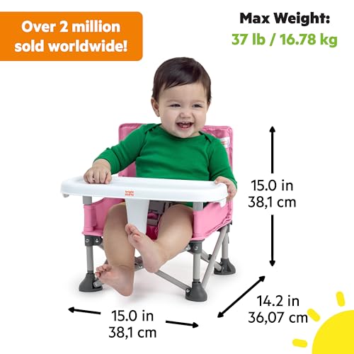 Pop 'N Sit Portable Booster, Indoor/Outdoor Use, Floor Seat with Feeding Tray, Pink, 6 Mos - 3 Yrs