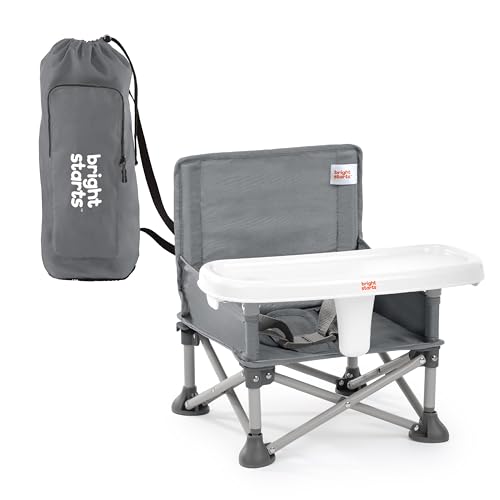 N Sit Portable Booster Seat, 3-in-1 Floor Seat, Travel High Chair & Toddler Booster with Feeding Tray, Indoor/Outdoor, Grey, 6 Months–3 Years