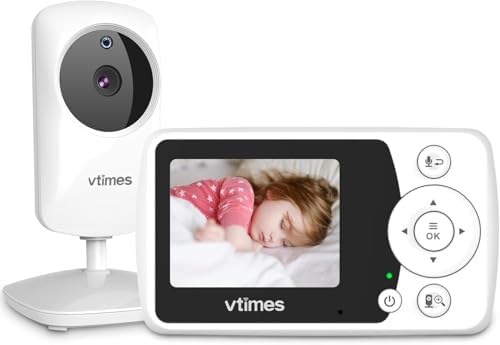 Baby Monitor with Camera and Audio, No WiFi, 2.4" LCD Screen, Two-Way Talk, Portable, Night Vision, 1000ft Range, Temperature Sensor, Alarm and Lullaby, for Baby Shower