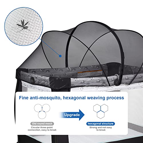 Love Pack N Play Cover, Playpen Mosquito Net Cover, Breathable Net Cover with 2-Way Zipper for Playard (Black)
