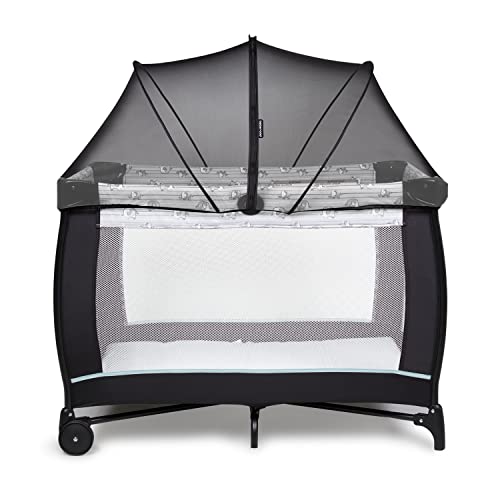 Love Pack N Play Cover, Playpen Mosquito Net Cover, Breathable Net Cover with 2-Way Zipper for Playard (Black)