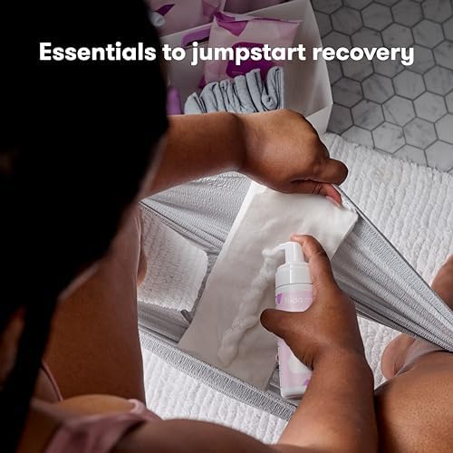 11pc Postpartum Essentials Kit Gift Set, Hospital Bag Must Haves for New Mom, Includes 4 Disposable Postpartum Underwear, 4 Ice Maxi Pads, Perineal Healing Foam & 24 Pad Liners & Peri Bottle
