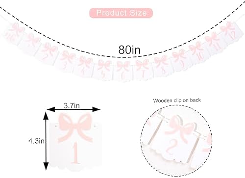 12 Month Bow Photo Banner - Milestone Bow Banner, Newborn To 12 Months, 1st Birthday Photo Banner For Baby From Newborn To 12 Months