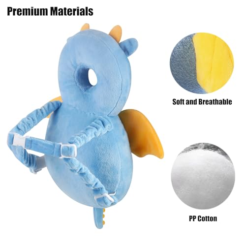 Baby Head Protection Backpack, Toddler Walking Head Protector, Adjustable Head Protector Pad Safety Cushion (Blue)