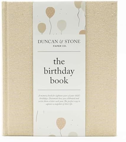 Baby Memory Book & Photo Album by Duncan & Stone | Baby Gift for New Mom | Boy or Girl Milestone Scrapbook for new Mom | First Year Journal for New Baby-Gold Dust (80 Pages)