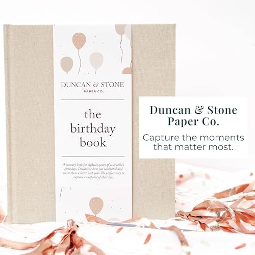 Baby Memory Book & Photo Album by Duncan & Stone | Baby Gift for New Mom | Boy or Girl Milestone Scrapbook for new Mom | First Year Journal for New Baby-Gold Dust (80 Pages)