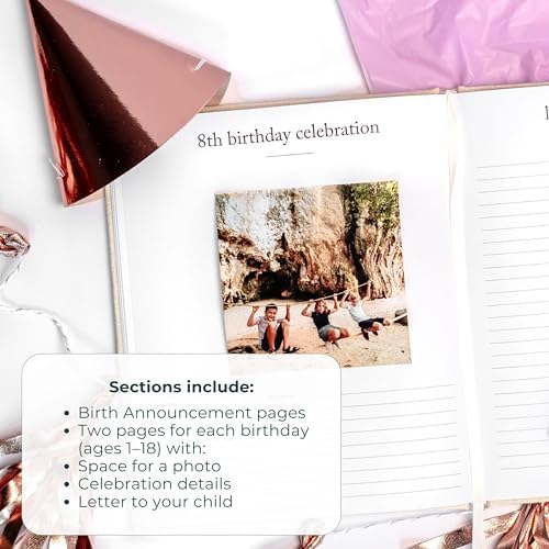Baby Memory Book & Photo Album by Duncan & Stone | Baby Gift for New Mom | Boy or Girl Milestone Scrapbook for new Mom | First Year Journal for New Baby-Gold Dust (80 Pages)