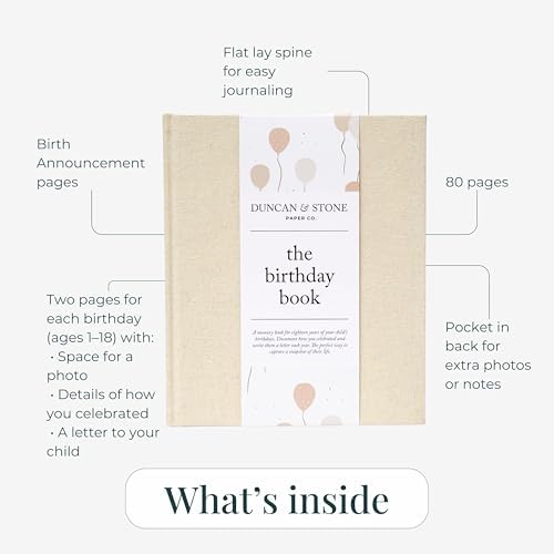 Baby Memory Book & Photo Album by Duncan & Stone | Baby Gift for New Mom | Boy or Girl Milestone Scrapbook for new Mom | First Year Journal for New Baby-Gold Dust (80 Pages)